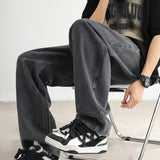 New Jeans Men's Loose Straight Tube Slim Fitting Drawstring Wide Leg Pants Streetwear Oversized Casual Denim Trousers aidase-shop