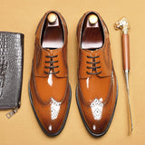 New Brock Men's Shoes Anti-Slip Derby Shoes High-end Carved  Handmade Leather Patent Shoes Party Formal Business aidase-shop