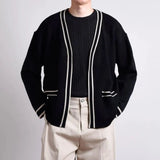 Aidase  Autumn and Winter New Light Luxury Fashion Knitted Long-sleeved Men Loose Bottoming Cardigan Top Men Boutique Clothing aidase-shop