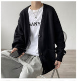 Aidase  Cardigan Men College Knitwear Basic Autumn Loose Trendy Handsome All-match Leisure Plus Size Pockets Simple Pure Color Harajuku aidase-shop