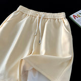 Summer New Basic Solid Straight Split Shorts Korean Vesion Trend Loose Casual Short Pants Unisex Streetwear Elastic Waist aidase-shop