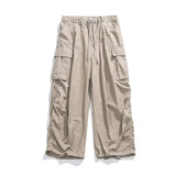 Summer Loose Set Men Women Solid Color Breathable Quick-drying Shirt+Vintage Multi-pocket Cargo Pants Couple Two-piece Unisex aidase-shop