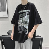 Summer New American Printed T-shirt Short Sleeve Men Baggy Oversized Cotton Tops Round Neck Trends Fitness Tees aidase-shop