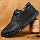High-quality Retro Hand-sewn Leather Shoes Autumn New Men Casual Shoes Thick-soled Comfortable Non-slip Large Size Shoes 46 aidase-shop