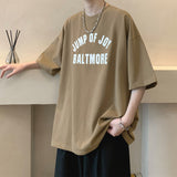 New Short Sleeve T-shirt Man Trend Letter Graphic Printed Tops Crew Neck Oversized Cotton Tees Male T Shirt aidase-shop
