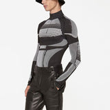 New Fashion Dots Print Slim T-shirts Mens Clothes Y2K Trend Zipper Turtleneck Tops Spring Summer Men Trend Tees Streetwear aidase-shop