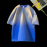 Streetwear Summer Cotton Gradient Men's Short Sleeve Tshirts Hip Hop Batik Acid Washed T-shirt Unisex Tees Clothes aidase-shop
