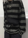 Aidase Harajuku Striped Shirt Streetwear Couple Oversized Striped Blouse Woman Casual Long Sleeve Gothic Grunge T-Shirt Tee Tops aidase-shop