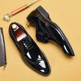 New Brock Men's Shoes Anti-Slip Derby Shoes High-end Carved  Handmade Leather Patent Shoes Party Formal Business aidase-shop