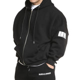 Sports Hoodie Men's Full Zip Sweatshirt Hooded Jacket Casual Fitness Sports Wear aidase-shop