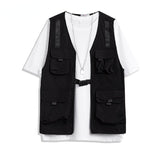 Techwear Men's Shorts Set Tank Top Men Cargo Punk Rave Vest Male Shirt Streetwear Hip Hop Hippie Men Clothing Pockets aidase-shop