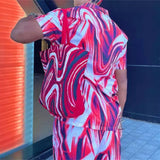 Vintage Geometric Printed Loose Suits Men Summer Short Sleeve Lapel Shirts And Shorts Two Piece Sets Mens Clothes Leisure aidase-shop