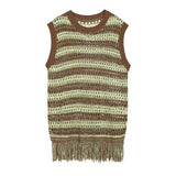 Striped Mesh Vest for Men Vintage Knit Tank Tops Sleeveless Tee Male Casual Summer Beach Japanese Streetwear Hip Hop aidase-shop