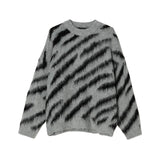 Zebra Sweater Men Autumn Winter Mohair Long Sleeve Round Neck New Korean Fashion Casual Male Tops Contrast aidase-shop