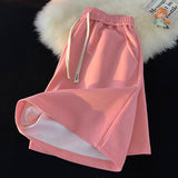 Summer New Basic Solid Straight Split Shorts Korean Vesion Trend Loose Casual Short Pants Unisex Streetwear Elastic Waist aidase-shop