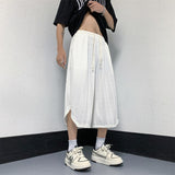 Summer Thin Ice Silk Pants Men Fashion Oversized Pleated Pants Mens Japanese Streetwear Hip-hop Loose Wide Leg Pants Men M-3XL aidase-shop