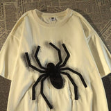 American Retro Short Sleeved T-shirt Men Women Spider Print Tees Loose Fitting Street Trend Punk Versatile T-shirt Top aidase-shop