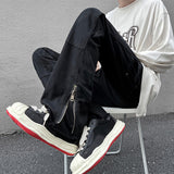 High Street Straight Black Men's Jeans America y2k Fashion Design Hip Hop Male Denim Pants Zipper Casual Trousers aidase-shop