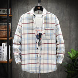 Plaid shirt Men long Sleeve Shirt Casual Social Slim Shirt male Cotton Mens Dress Shirts 4XL 5XL Legible aidase-shop