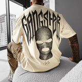 Fashion Hood Gangster Print Mens T Shirt Streetwear Spring Summer Hip Hop Men Clothes Loose Short Sleeve O Neck Cotton Tees aidase-shop