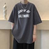 New Short Sleeve T-shirt Man Trend Letter Graphic Printed Tops Crew Neck Oversized Cotton Tees Male T Shirt aidase-shop