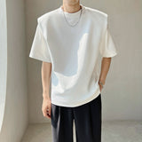 Summer Short-sleeved T-shirt Men Fashion Casual Shoulder Pad Tshirt Men Streetwear Korean Loose O-neck T Shirt Mens Tops M-2XL aidase-shop
