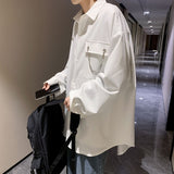 Men Korean Fashion Long Sleeve Shirts Mens Harajuku Black Oversized Shirt Male Button Up Shirts Blouses S-2XL aidase-shop