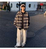 Y2k Flannel Harajuku Oversized Plaid Shirt Vintage Korean Fashions Button Up Shirts Long Sleeve Vintage Blouses aidase-shop