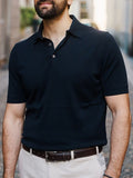 Summer Short Sleeve Knitted Solid Polo Shirts Men Fashion Zippers Turn-down Collar Pullover Tops Casual Mens Clothes Slim Polos aidase-shop