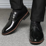 Spring and Autumn Men's Leather Shoes Business Dress Leather Shoes Men's Lace-up Fashion Single Shoes Large Men's Shoes aidase-shop