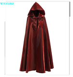 Aidase  Halloween Party Cosplay Woman Men Adult Long Hero Witchcraft Witchcraft Robe Hood Cloak Cosplay Satin Red Medieval Cloak aidase-shop