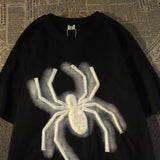 American Retro Short Sleeved T-shirt Men Women Spider Print Tees Loose Fitting Street Trend Punk Versatile T-shirt Top aidase-shop