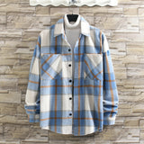 Aidase New Men's Flannel Long Sleeve Plaid Shirts Casual Shirts Young Fashion Men's Shirts Japanese, Korean and Hong Kong Style aidase-shop