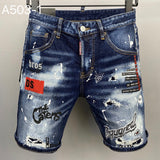 Aidase   Italian Fashion Brand Dsquared2 Men's Washed, Worn, Ripped, Painted Biker Denim Shorts