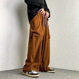 High Street Corduroy Oversized Men's Harem Pants Fashion Design Loose Straight Casual Trousers Drawstring Hip Hop Pants aidase-shop