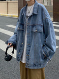 Denim Jacket Men's High Street Hip-hop Trainer Jacket Autumn Trend Streetwear All-match Preppy Oversize Punk Jeans Coat aidase-shop