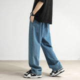 New Jeans Men's Loose Straight Tube Slim Fitting Drawstring Wide Leg Pants Streetwear Oversized Casual Denim Trousers aidase-shop