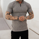 Spring Summer Slim Short Sleeve Polo Shirt Men Clothes Sports Fitness Casual Solid Color Zipper Lapel Tops Men's Streetwear aidase-shop