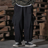 Multi Pocket Cargo Pants Mens Work Pants Safari Style Casual Wide Leg Pants Men Solid Color Baggy Trousers aidase-shop