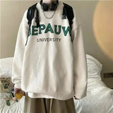 Japanese new style round neck sweater men's handsome lazy style loose couple warm clothes long-sleeved letter sweater aidase-shop