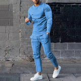Men's Tracksuit Casual O Neck Short-sleeved Pullover T-shirt&Trousers Set for Men Streetwear Cotton Two-piece Men's Clothing aidase-shop