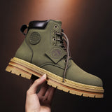 High Top Boots Men Leather Shoes Fashion Motorcycle Ankle Military Boots For Men Winter Boots Man Shoes Lace-Up Botas Hombre aidase-shop