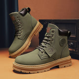 High Top Boots Men Leather Shoes Fashion Motorcycle Ankle Military Boots For Men Winter Boots Man Shoes Lace-Up Botas Hombre aidase-shop