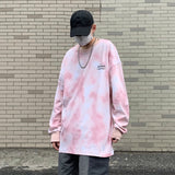 Tie Dyed Long Sleeve Men's T-shirt Oversized Harajuku Round Neck Pullovers For Male Casual Korean Basic Unisex Clothing aidase-shop