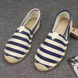 Aidase 2022 New Men Fashion Flats Plimsolls Solid Canvas Shoes Casual Linen Loafers Lovers Shoes Male hemp Espadrille Fisherman Shoes aidase-shop