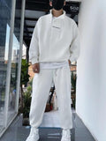 Spring Autumn Suits New Design Double Zipper Half-open High-neck Sweatshirt + Trousers Two-piece Cityboy Solid Suits aidase-shop