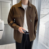 Spring New Korean Style Men's Shirts Turn-down Collar Stripe Long Sleeve Man Blouses All-match Basic Tops Clothing aidase-shop