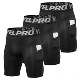 3 Pcs Compression Running Shorts Men  with Phone Pocket Quick Dry Short Leggings Gym Fitness Sports Short Tights Male Underwear aidase-shop