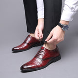 Men Crocodile Grain Leather Shoes Dress Business Office Shoe Mens Wedding Party Derby Shoes Men's Square Toe Flats Sizes 38-48 aidase-shop