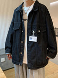 Denim Jacket Men's High Street Hip-hop Trainer Jacket Autumn Trend Streetwear All-match Preppy Oversize Punk Jeans Coat aidase-shop